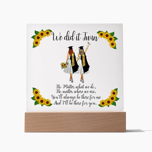 We did it twin | Square Acrylic Plaque.