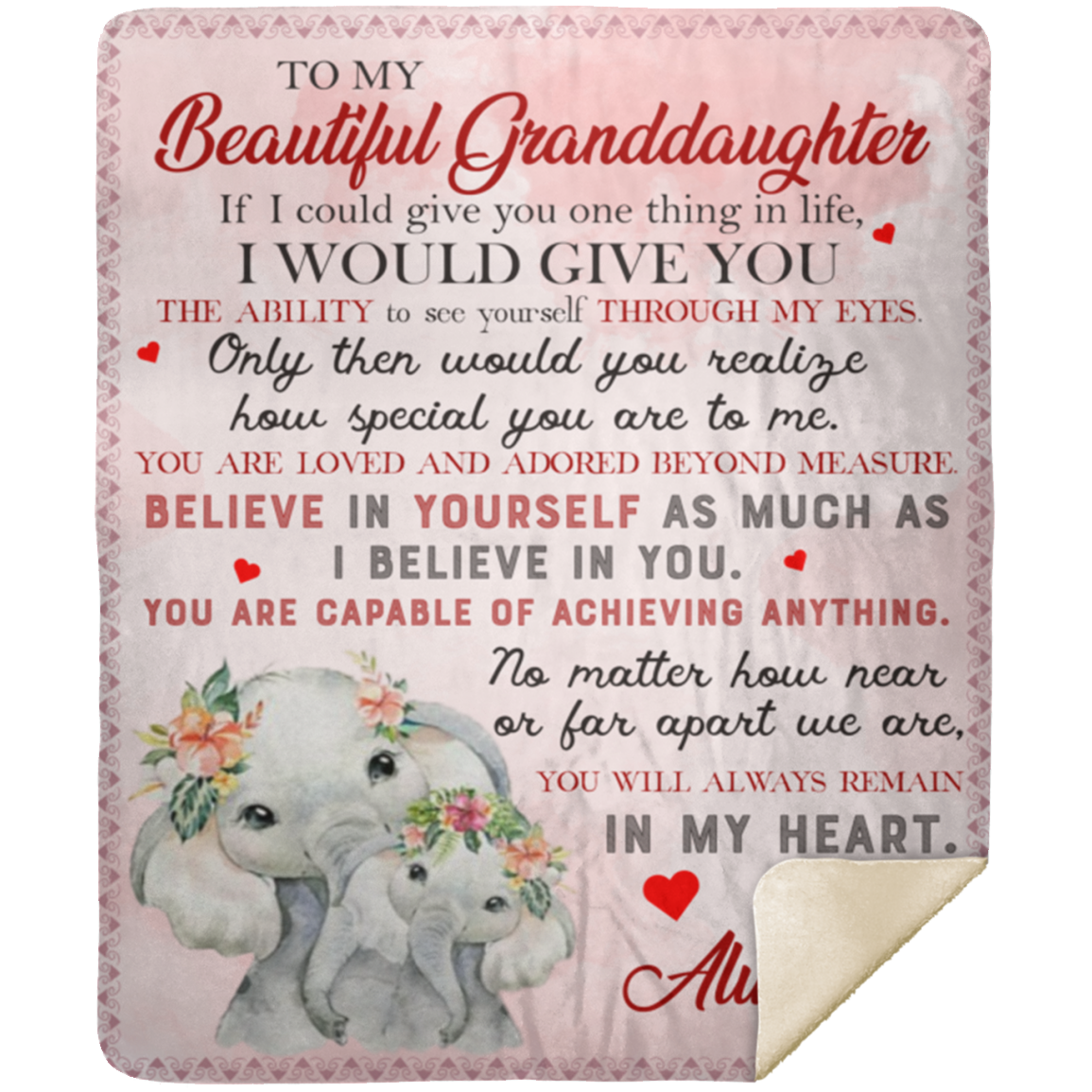 To My Beautiful Granddaughter | Elephant Blanket.