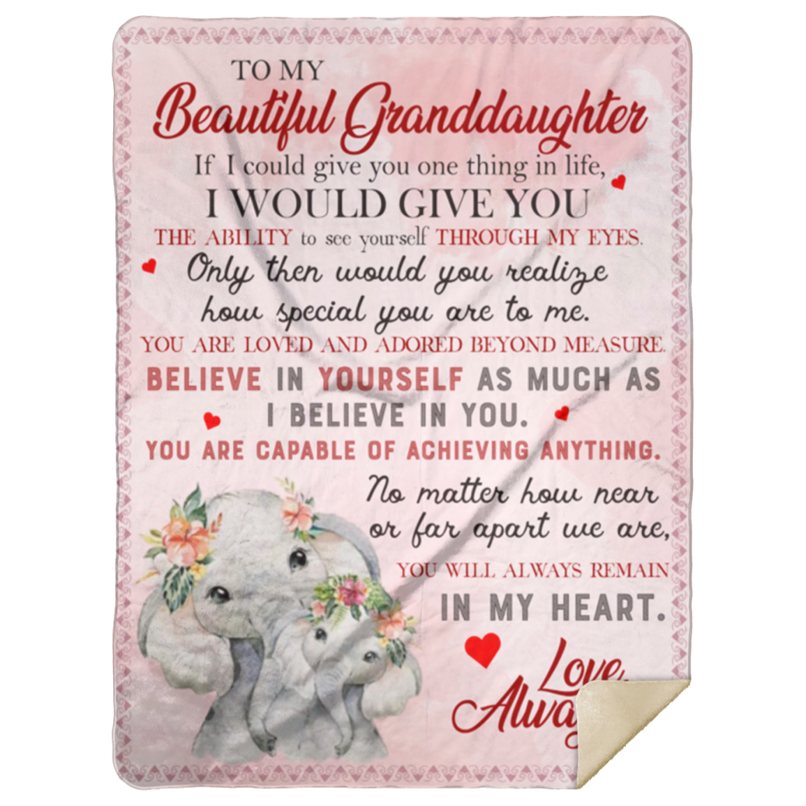 To My Beautiful Granddaughter | Elephant Blanket.