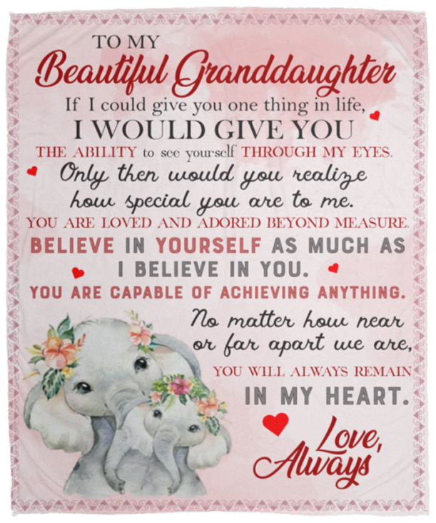 To My Beautiful Granddaughter | Elephant Blanket.