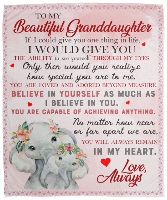 To My Beautiful Granddaughter | Elephant Blanket.